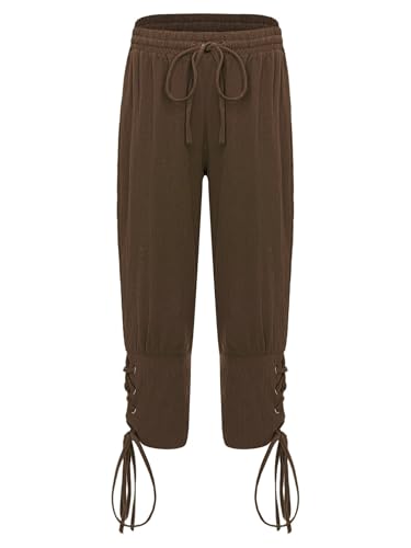Child Boys Medieval Ankle Banded Pants Viking Pirates Sailor Work Uniform Long Trousers
