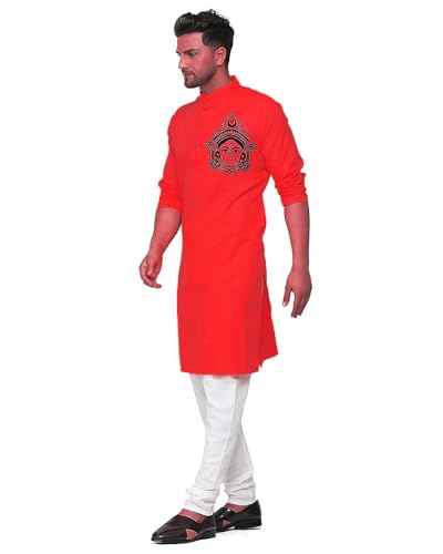 Image of Men's Digital Printed Kurta for Festival Navratri Pooja