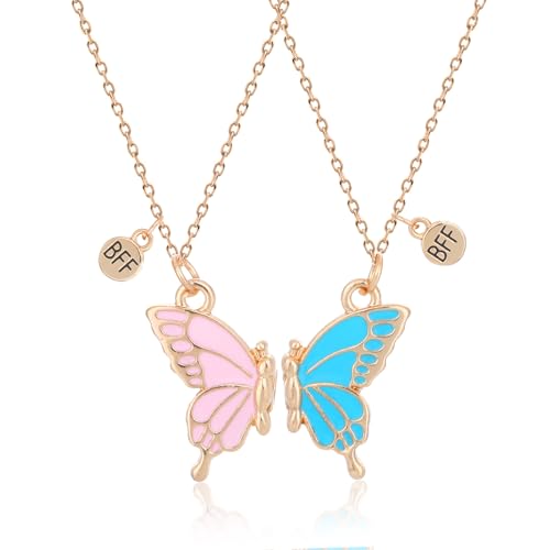 Butterfly Bff Necklace for 2 and Bff Bracelets, Best Friend Necklaces for 2, Butterfly Friendship Necklaces for 2
