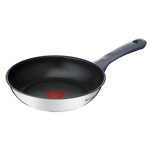 Tefal Daily Cook - Sartén de 20 cm, Apto inducción, antiadherente, revestimiento titanio, Thermo-signal, sin PFOA, apto lavavajillas y horno, acero inoxidable
