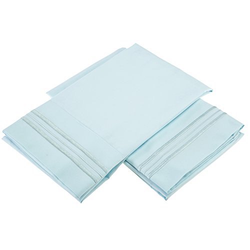 Clara Clark Premier 1800 Collection Pillowcases, King, Light Blue Aqua