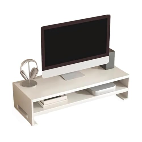 HGFVNFVKHA Soporte Monitor Escritorio con Estante, Elevador de Monitor Metálico, Organizador de Escritorio para Oficina y Hogar(White)