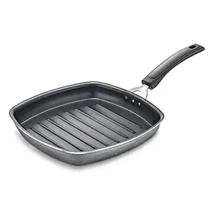Prestige TTK Omega Select Plus Square Induction Base Non-Stick Aluminium Grill Pan, Black