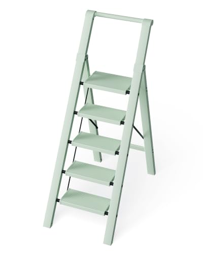 Taranta 5 Step Ladder,Aluminum Step Stool Foldable-Fairyland Green