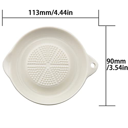 Image of ZRM&E Porcelain Grater Plate White Ceramic Multipurpose Grinder Plate Burnishing Machine for Fruits Vegetables Ginger Garlic Onion