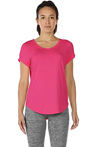 Image of icyzone Open Back Yoga Shirts for Women - Exercise Workout Tops, Athletic Short Sleeves, Running T-Shirts Loose Fit