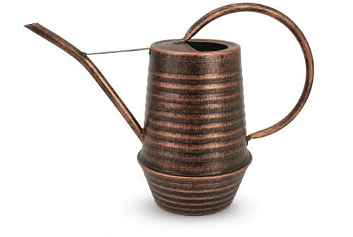 HORTICAN Small Watering Can 0.3 Gallon/34oz. Copper Galvanized Indoor Water Can Metal Watering Can with Long Spout Plant Water Can for Indoor Plants