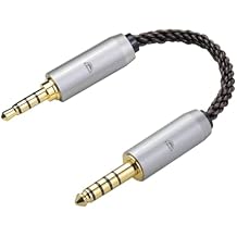 okcsc 4.4MM Male to 3.5MM Pro Male Ultra Short Hifil Male to Male AUX Audio Cable OFC Pair Recording Cable Wire-Breakage-Prevention Design Adoption of 8-Core Braided Structure 5.82 inch