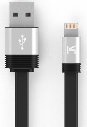 [Apple MFI Certified] KiDiGi Lightning Flat Cable 1M (3.3ft) 8 Pin USB Sync & Charge Cable for Apple iPhone 5 / 5S / 5C / 6 / 6 Plus / iPod 7 / iPad Mini / Retina / iPad 4 / iPad Air (Compatible with iOS 8) [Black]