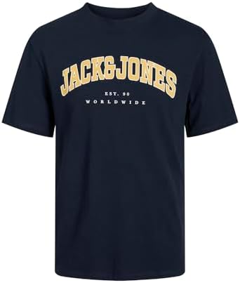 JACK & JONES JJECALEB VARSITY TEE SS O-NECK NOOS Erkek Tişört, Navy Blazer, XL - Görsel 2