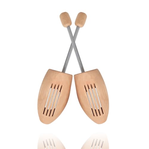 Gsycle 2 stycken skoblock av trä, antideformation, anti-rynk-skoblock, skoblock med fjäderpelare för kvinnor och män, sneakers, stövlar, #-04, 41 42