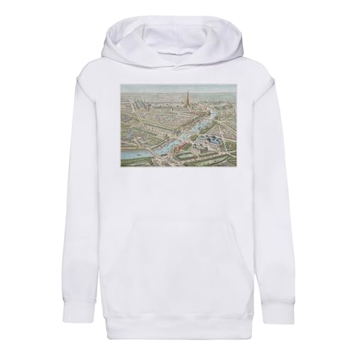 Sweat à capuche enfant Paris 1900 un cadeau original avec dessin de la Tour Eiffel