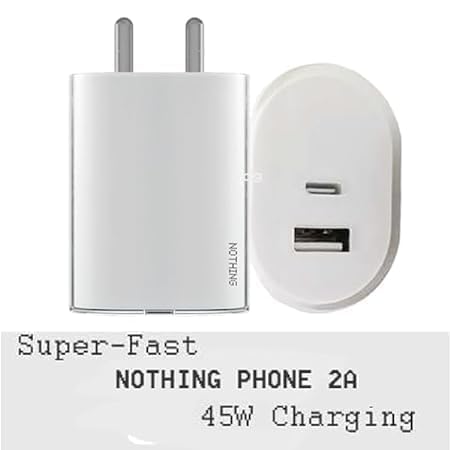 Image of Original Nothing Phone 2A Original Dual Port Charger - 45W Adapter Powerfull Performance CMF -Nothing (USB-A & USB-C)(DP10)