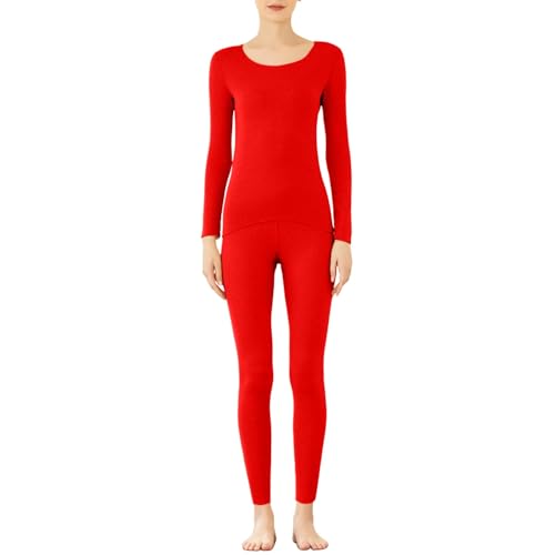 Ensemble sous-vêtement thermique femme brossé sans couture avec pantalon long