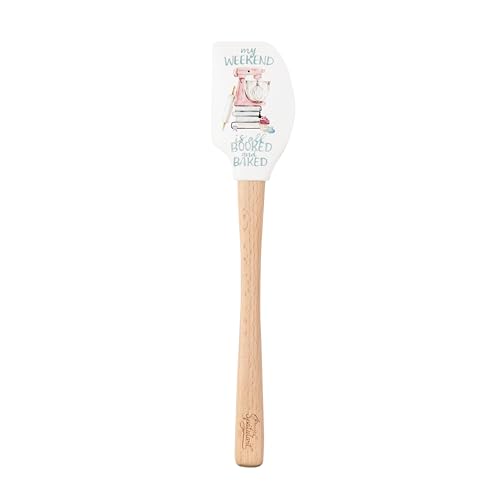 Tovolo Spatulart ‘Booked & Baked’ Silicone Spatula with Wood Handle – BPA Free, Heat-Resistant, Ideal for Baking, Mixing & Meal Prep