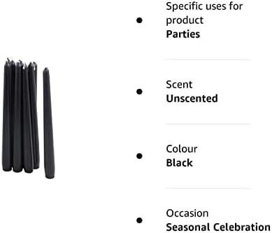 10 Bolsius Black Non Drip Dinner Taper Candles, 25cm, 7.5hrs