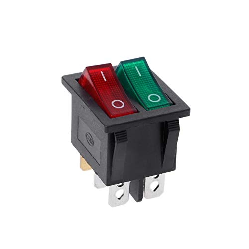 Interrupteur 6 broches ON-OFF 125V bipolaire lumineux rouge vert pour de l'outillage