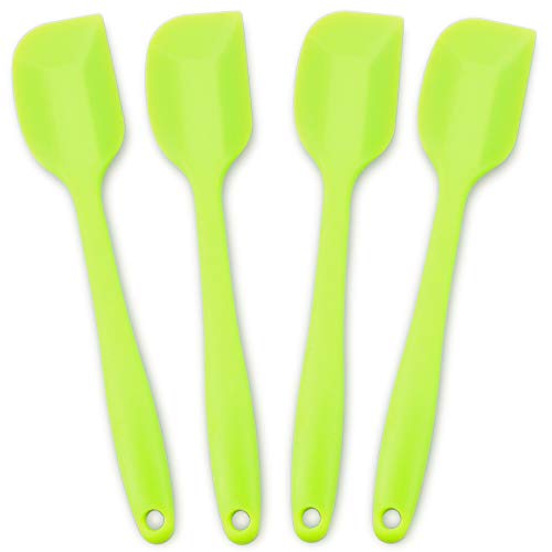Silicone Spatula 4-piece Set, Heat-Resistant Non-stick Rubber Spatulas with Stainless Steel Core, Green Large Green