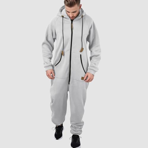 Men's Sleepwear 2025 Winter Zipper Hooded Fuzzy Romper Pajamas Fleece Pajama Jumpsuit Comfy Loungewear With Pockets2
