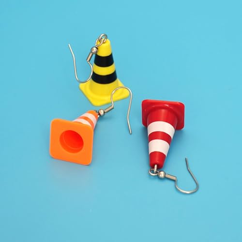Creative Traffic Cone Dangle Earrings for Women Charm Statement Jewelry Traffic Warnings Lightweight Earrings for Friends Fishhook Earring 6