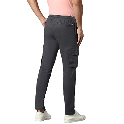 Image of Hubberholme Men's Regular Fit Cotton Trousers, Ankle Length Button & Drawstring Waist Cargo Chinos