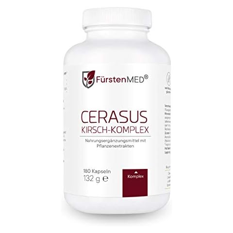 FürstenMED® 180 Montmorency Sauerkirschen Kapseln (Prunus cerasus) + Acerola (Vitamin C) + Brennnessel - Montmorency Sauerkirsche - laborgeprüft & ohne unerwünschte Zusätze Cover