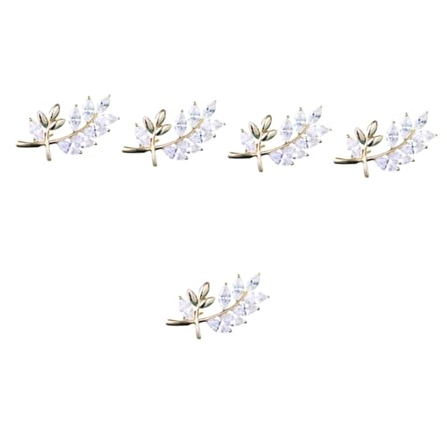Broche branche double feuille en cuivre et strass scintillants pour femme
