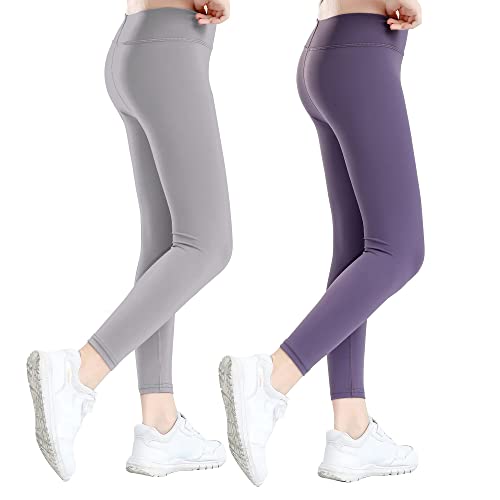 Kinder Mädchen Leggings Sport Hosen Cartoon Druck Dünnen Hosen Mädchen Bleistift Kinder Leggings Gr.150/9-10 Jahre (Violett+Grau) Cover
