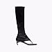 MACVISE Womens Open Toe Thong Knee High Boots with Zipper Stretch Fabric and Kitten Low Heel Tall Sandal Boots black-41