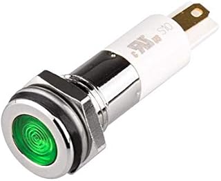 H10F-24G, High Intensity LED Indicator, 10mm Panel Hole, Flat Head Type, Green, 24V DC