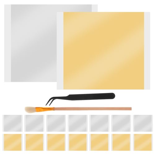 DIYEAH 1 Set Kunstfolien für Bastelarbeiten – Gold- und Silbermetallic-Bastelflocken mit Pinzette und Pinsel für Scrapbooking, Tanjore-Malerei, Verpackungsdekoration und DIY-Projekte