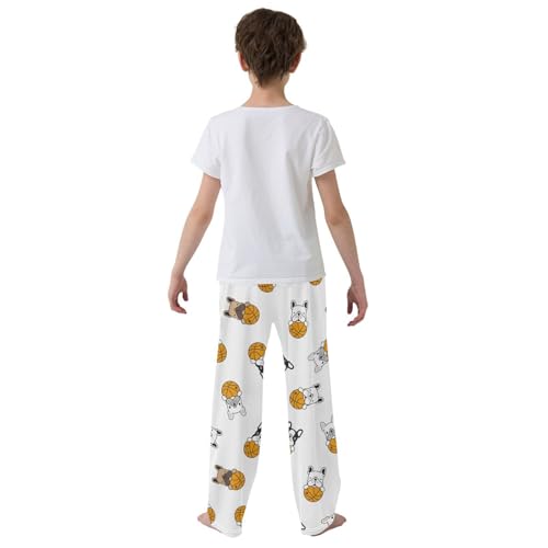 Boys' Pants Basketballs French Bulldog Long Bottoms Jogger Pants Elastic Waist Trousers with Pockets S-XL3