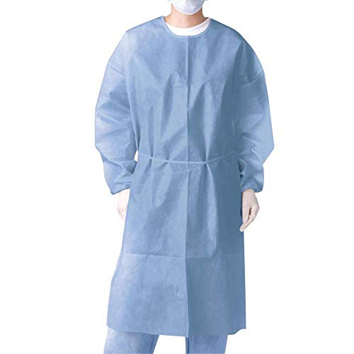 Medlink Disposable Polypropylene Isolation Gown, Non-Woven Protective Gown Pack of 10, Blue