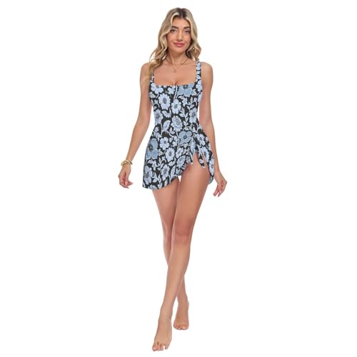Maillot de bain une pièce push up galbant bleu et noir