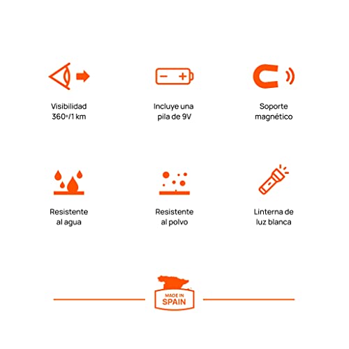 Wikango - LED-Blitzlicht S mit Notlicht, Pannen- und Unfälle mit hoher Helligkeit.