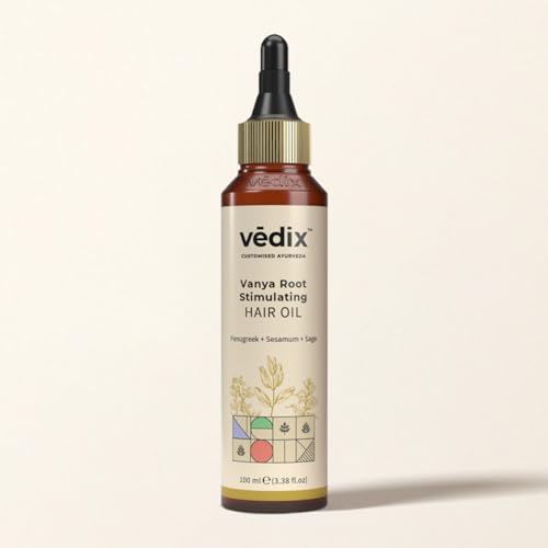 Image of Vedix Vanya Root Stimulating Ayurvedic Hair Oil | Hair Growth Oil With Fenugreek + Sesamum + Sage - Customized Anti Hair Fall Control Oil - 100ml