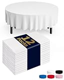 Pureegg Plastic Table Cloth Disposable 12 Pack, 84'' Round Table Cloths, Party, Picnic, Wedding, Decorative Tablecloths, Round, White Plastic Cover, Leakproof & Sturdy, White
