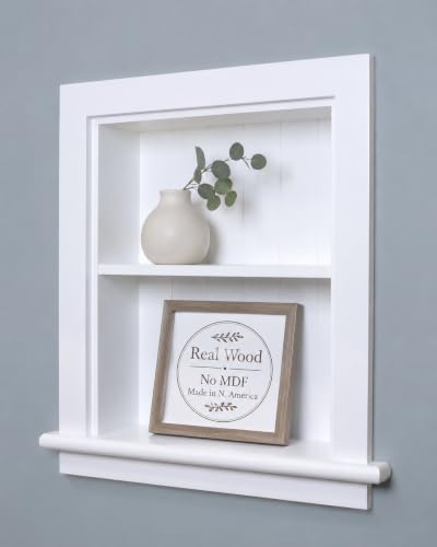 Image of 14x18 Aiden Recessed Wall Niche Medicine Cabinet Replacement, in The Wall Bathroom Cabinet Insert Shelf /Shelves, Made in North America, Real Wood, NO MDF, Beadboard, White