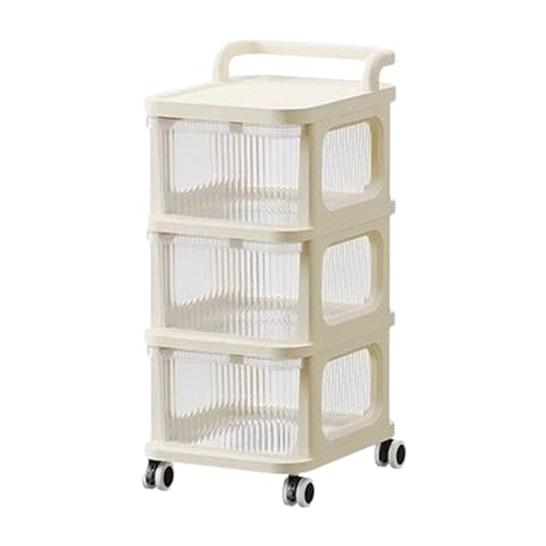 Carrito rodante de varias capas con ruedas, transparente, tipo cajón, para cocina, isla de cocina, estantes versátiles para baño y lavandería, ahorro de espacio móvil