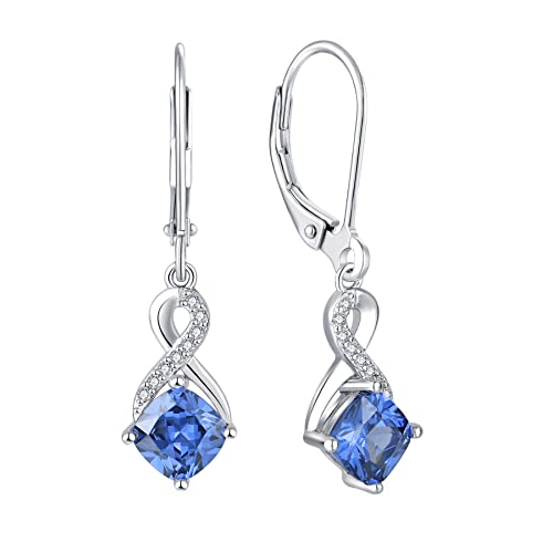 Starchenie Damen Ohrringe Silber 925 Unendlichkeit Ohrringe hängend Creolen Baumeln 3A Zirkonia Dezember Geburtsstein Tansanit Farbe Schmuck für Frauen Cover