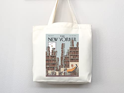 Bolso tote New Yorker con arte de portada de la revista, estilo artístico y elegante, hecho a mano, vegano miniatura 2