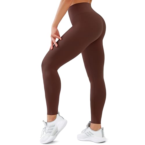 High Waisted Leggings for Women Tummy Control Buttery Soft Yoga Pants Womens Gym Workout Running Leggings Coffee