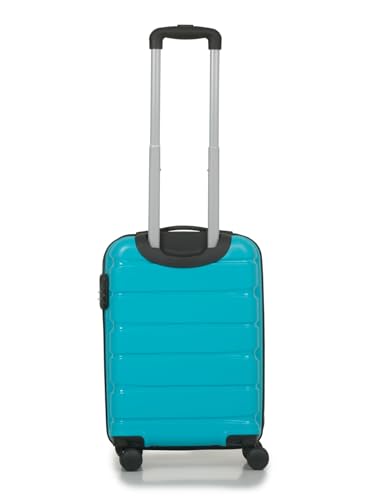 Image of TEAKWOOD LEATHERS Unisex 8 Wheels Trolley Bag, Hard Cabin with Zipper Closure, Adjustable Push Button & Cross Side Strap, Lock System 360 Degree (55 CM, Aqua Green)