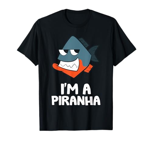 Funny Piranha Fish Kids T-Shirt Black Small