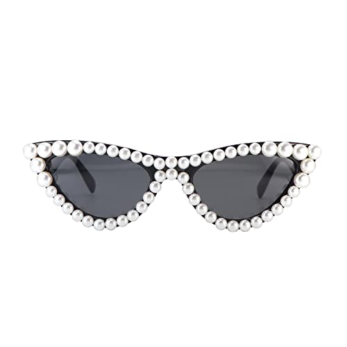 Pearl Cat Eye Sunglasses Womens Cute Fashion Trendy Eyewear