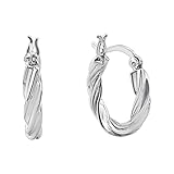 Silverly Pendientes de Aro Gruesos de Tubo Cuadrado Retorcido en Plata de Ley 925 | Aros Torcidos Medianos | Joyas Elegantes y Modernas para Mujer