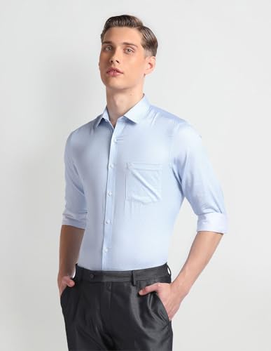 Image of Arrow Men Slim fit Cotton Printed Long Sleeves Cutaway Collar Shirt