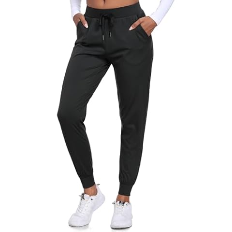 SPOSULEI Joggers for Women Stretch Lightweight Track Athletic Pants Ladies Jogging Tapered Workout Sweatpants with Pockets Black M/27 Cover