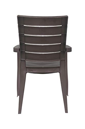 Image of Prima Plastic Chair for Living Room |Set of 6 | Chair for Home, Living Room, Outdoor | Stackable Chair with arm | 100% Virgin Plastic | Rado (Weather Brown Colour)
