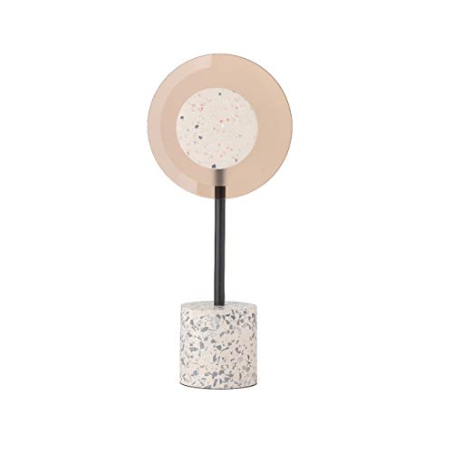 Moderluci Terrazzo - Lámpara de mesa con cristal, color rosa y ámbar, lámpara de mesita de noche, lámpara de escritorio, módulo LED de 5 W, color claro cálido y suave, incluye cable de interruptor Cover